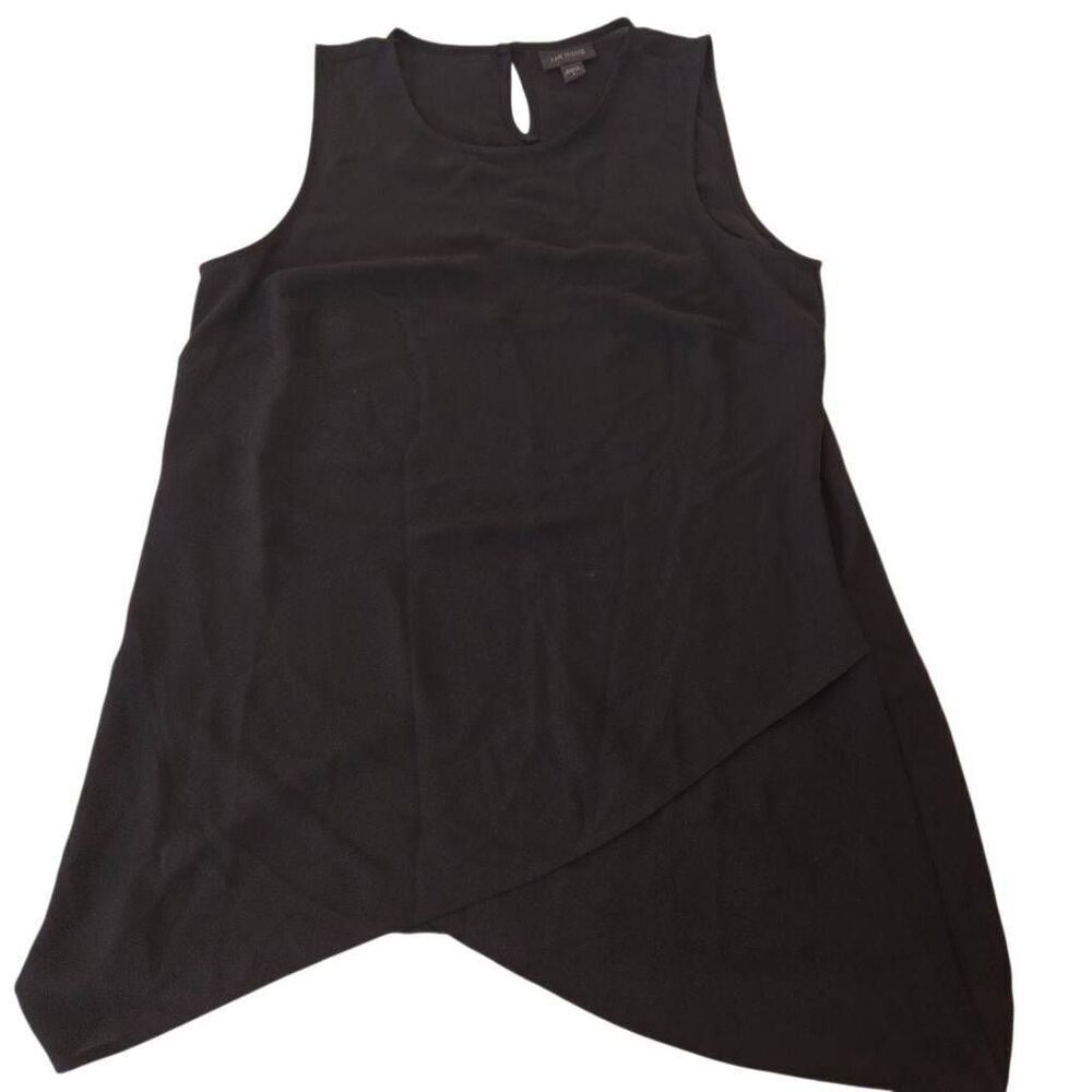 J Jill Wearever Womens Black Sleeveless Asymmetrical Hem Longer Top Size Small